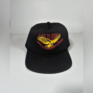 Vintage Live To Ride Ride To Live Trucker Biker Hat Cap Speedway Snapback 1980s